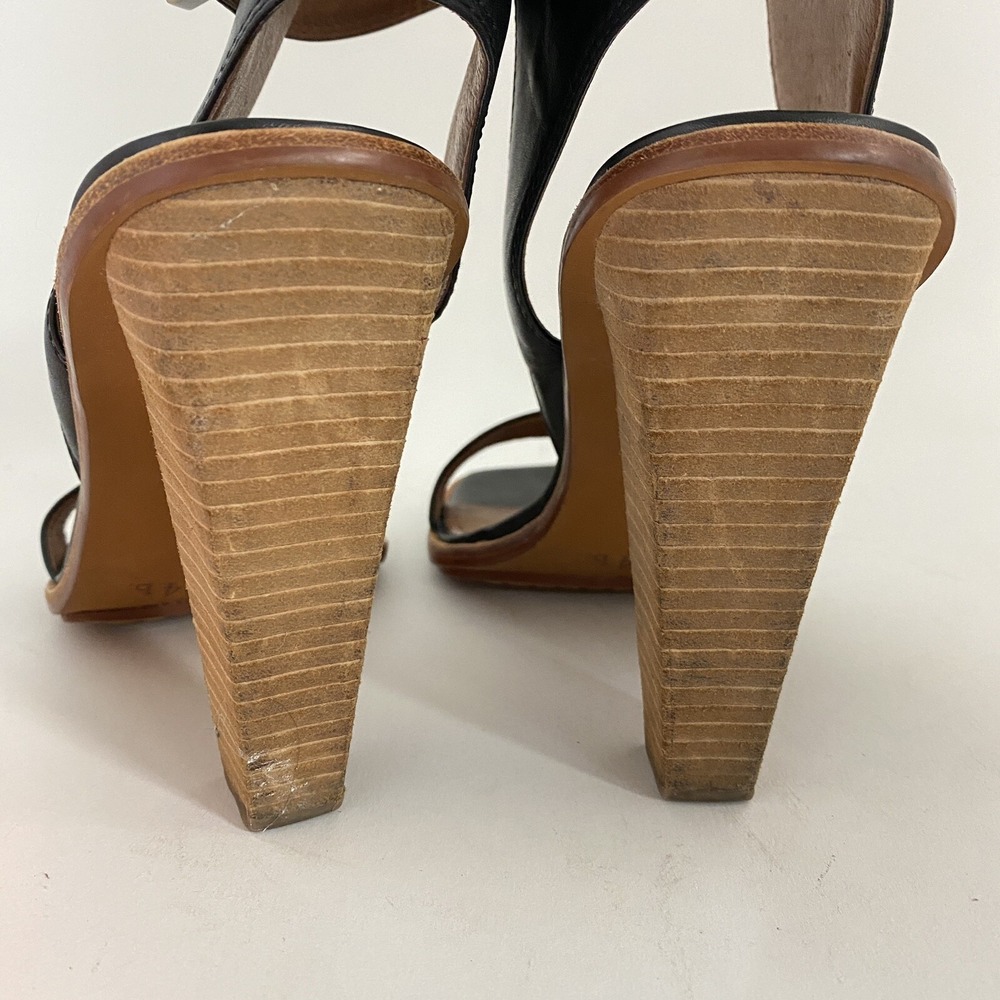 Anthropologie No 704b Almada Black Ankle Strap Patent Leather Size 39.5M Heels - Picture 12 of 14